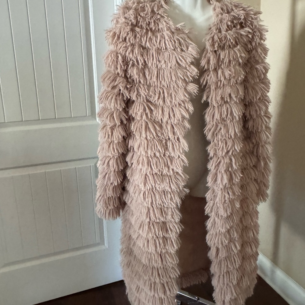 Boohoo Soft Blush Shaggy Faux Fur Coat Jacket - Picture 3 of 6